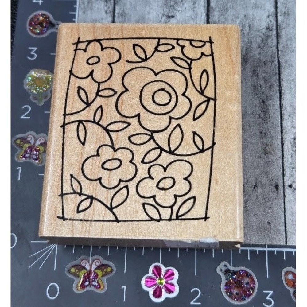 Stampendous Block Art Wild Flowers V202 Rubber Stamp Wood #O109